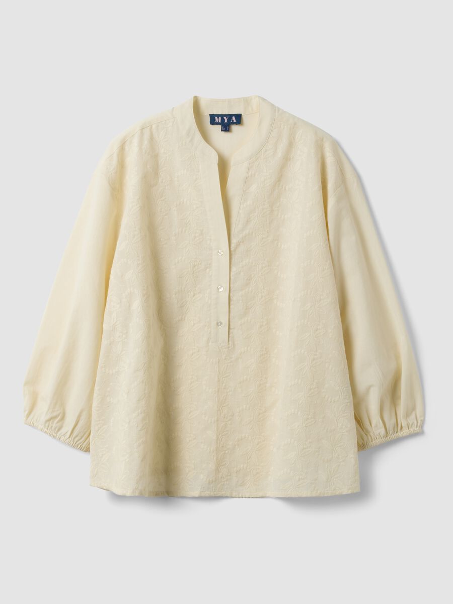 Beige pure cotton shirt with embroidery_4