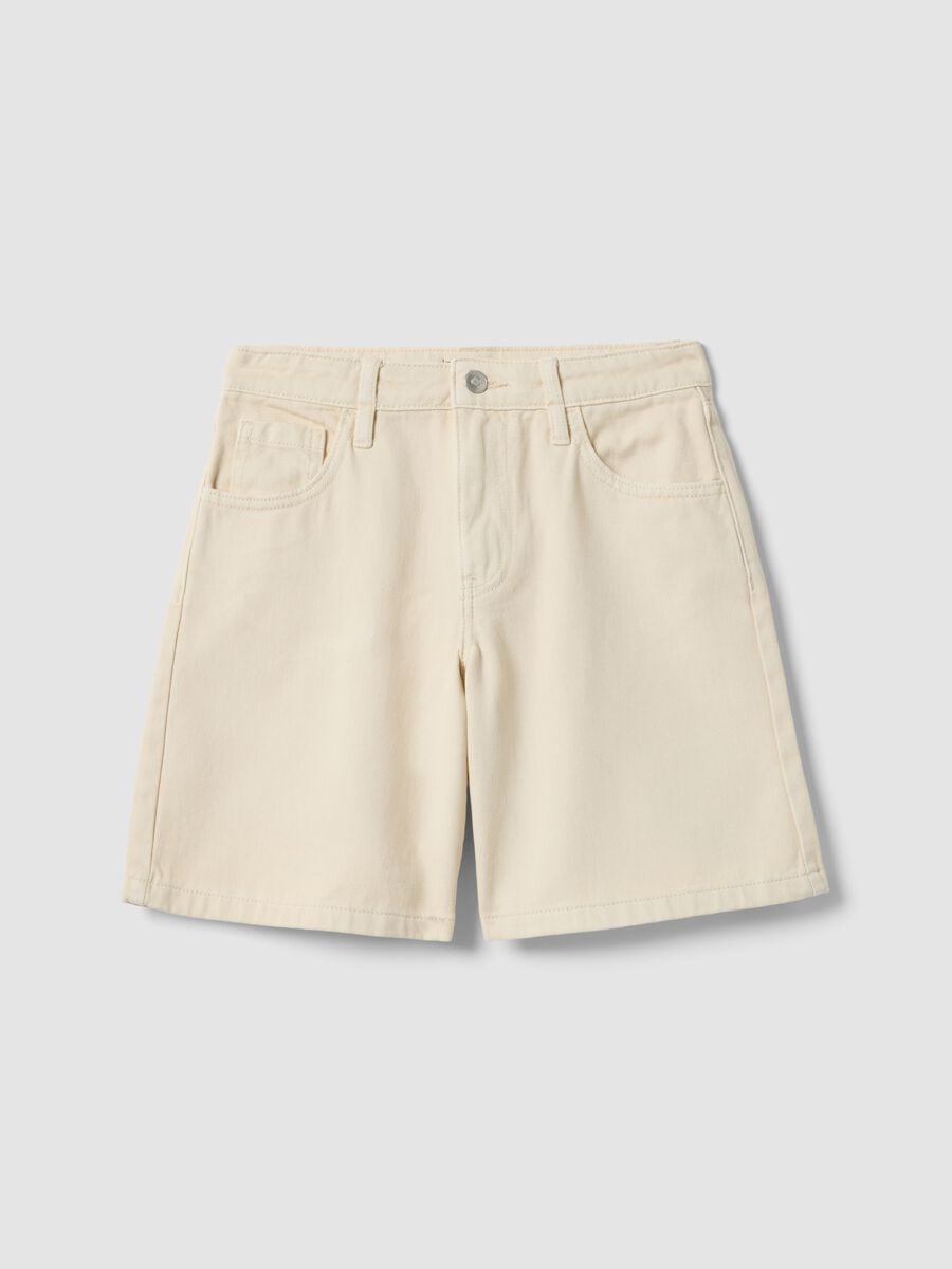 Girls' beige pure cotton shorts with regular fit_4