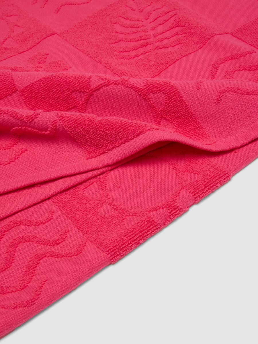 Rosa Strandtuch aus reiner Baumwolle mit Jacquardmuster_1