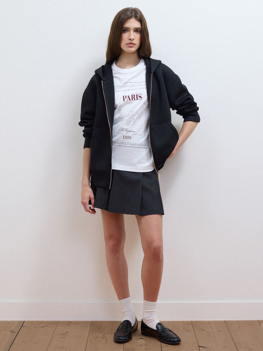 Black stretch viscose full-zip hoodie, oversized fit_1