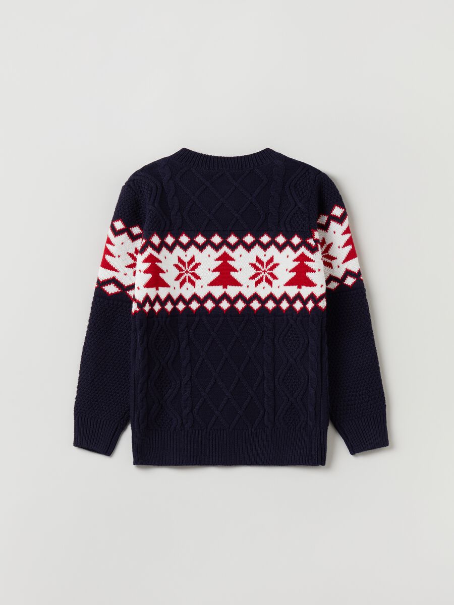 Cable-knit pullover with jacquard design_1