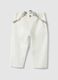 White stretch cotton regular fit trousers for boys_0