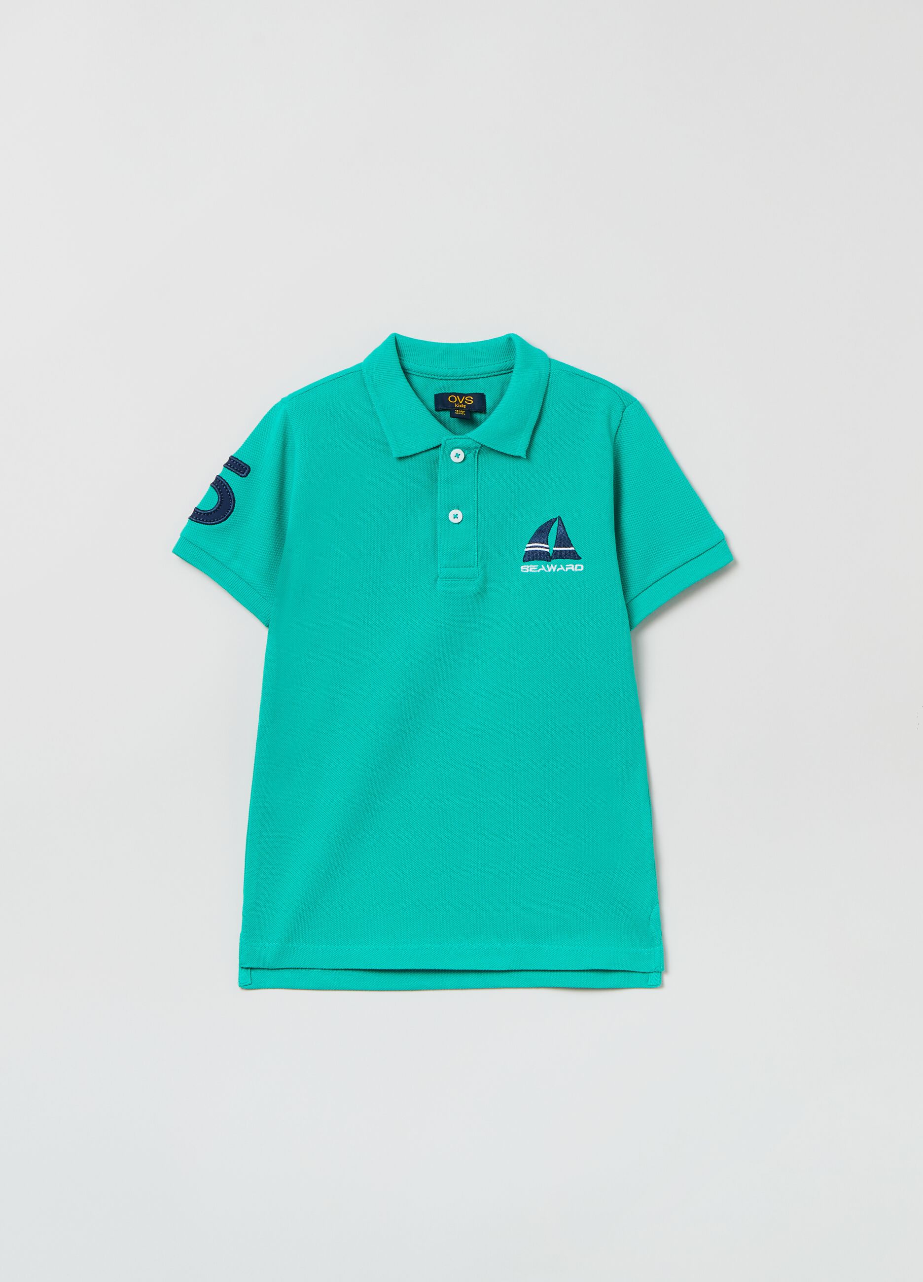 Cotton piquet polo shirt with embroidery