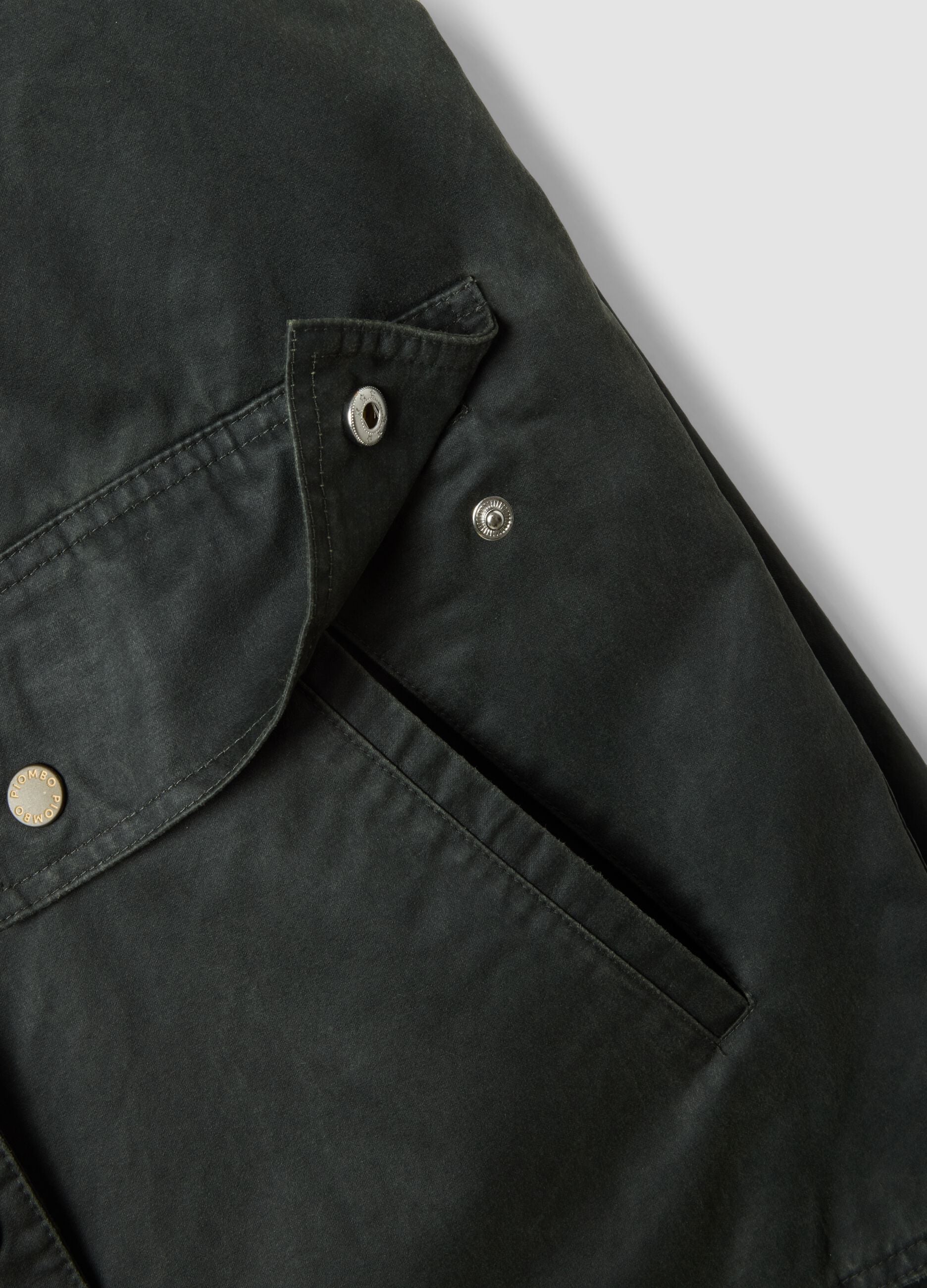 Green cotton-blend parka with velvet collar