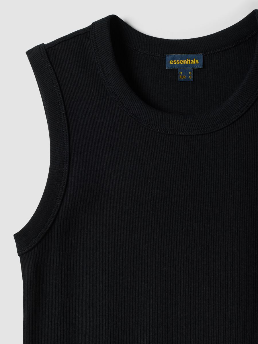 Black stretch cotton mini dress_5