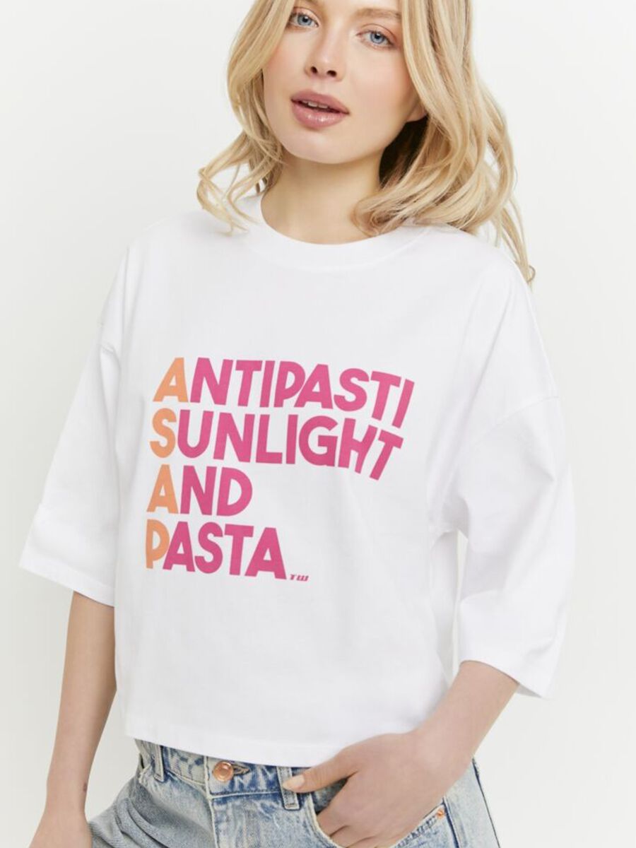 Wei&szlig;es T-Shirt aus reiner Baumwolle mit Print_2