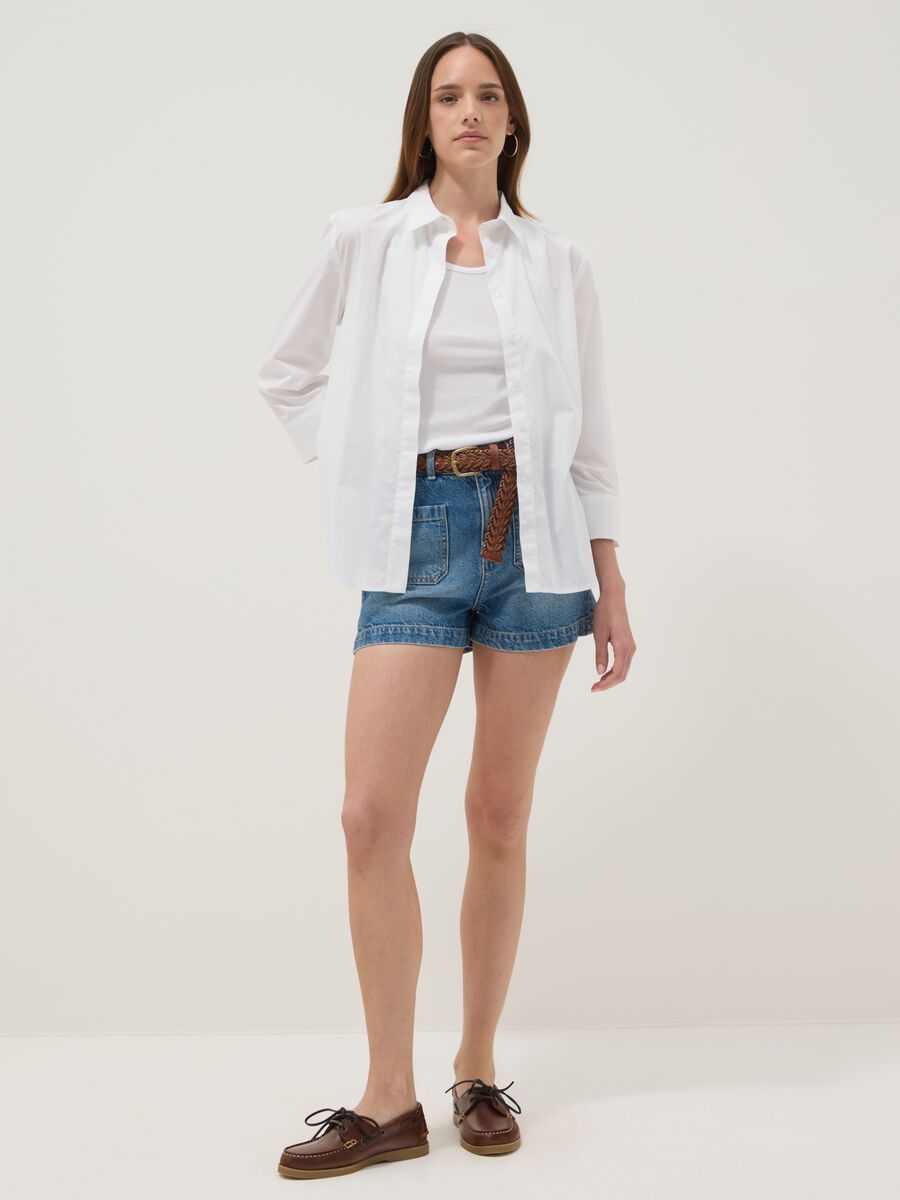 Blaue Denim-Shorts aus reiner Baumwolle_1