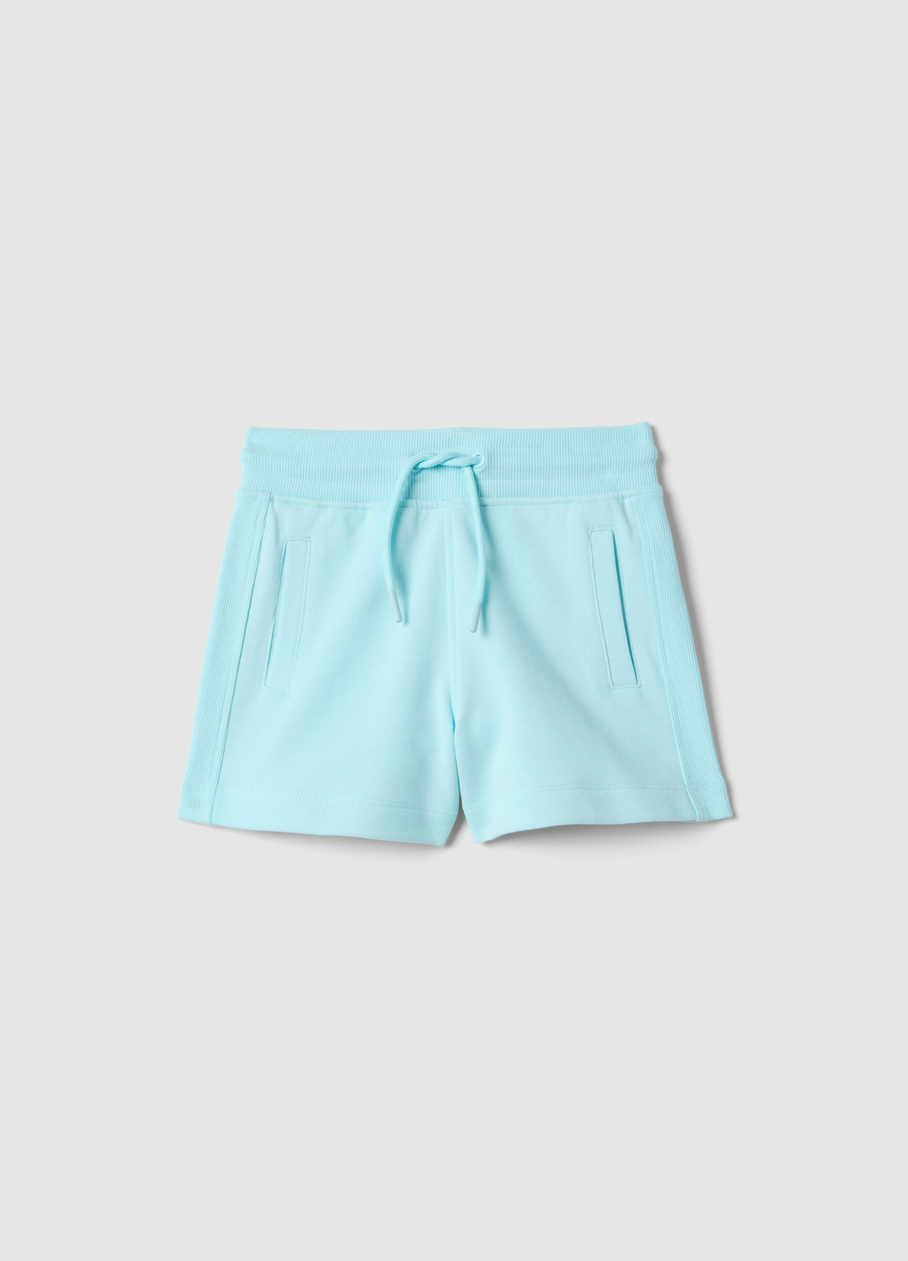 Girls&rsquo; light blue pure cotton regular-fit shorts