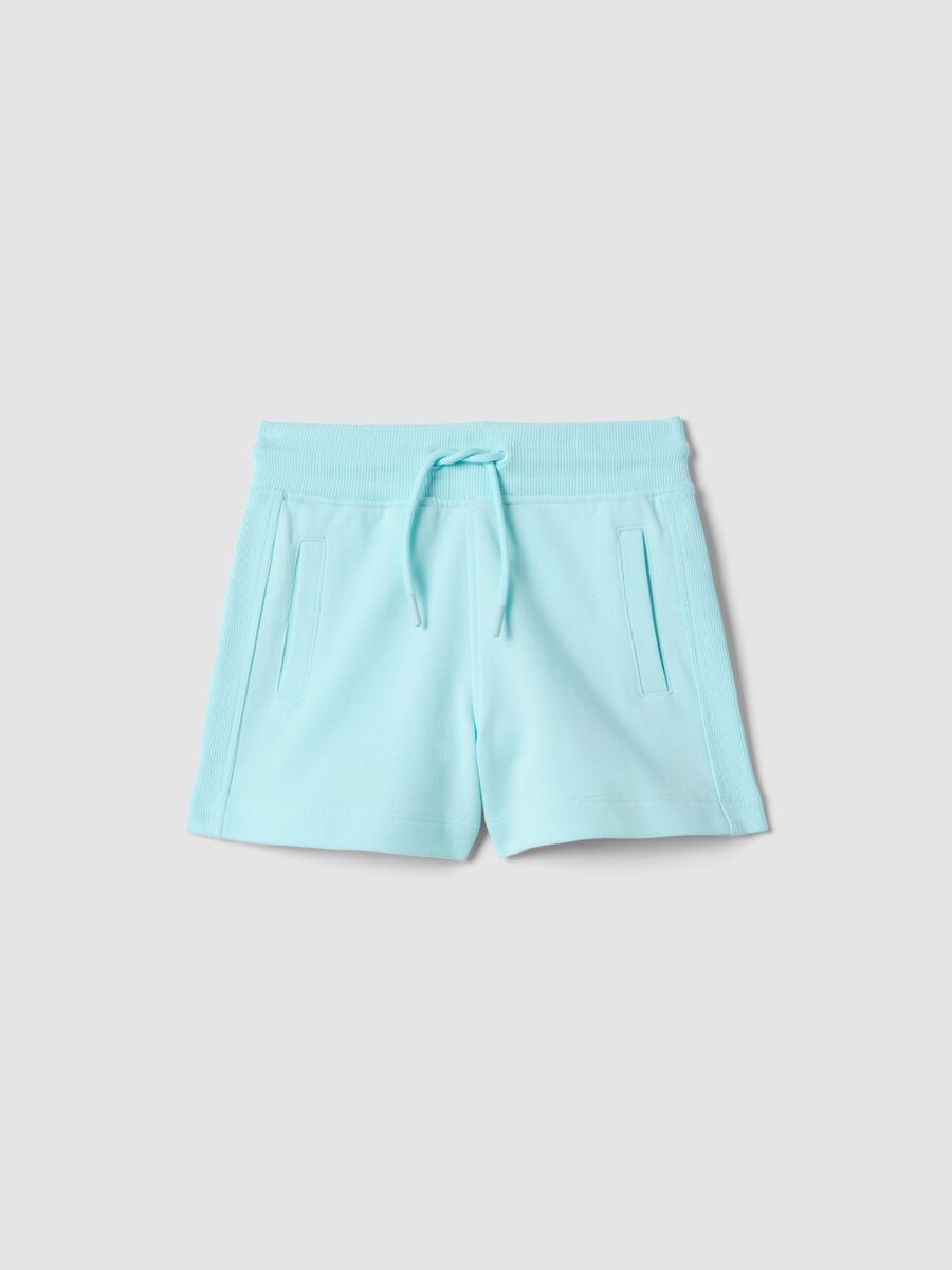 Girls&rsquo; light blue pure cotton regular-fit shorts_0