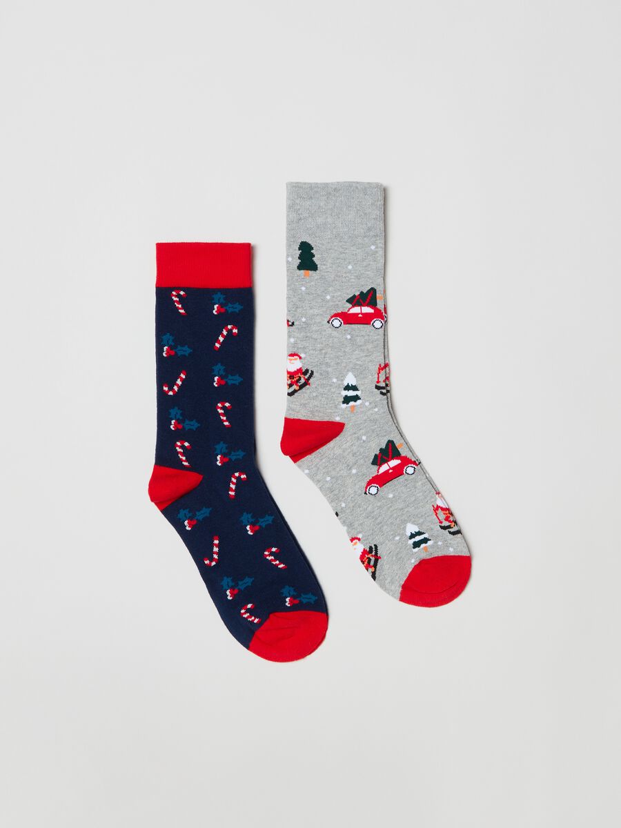 Pack of two short socks with jacquard Christmas drawings._0
