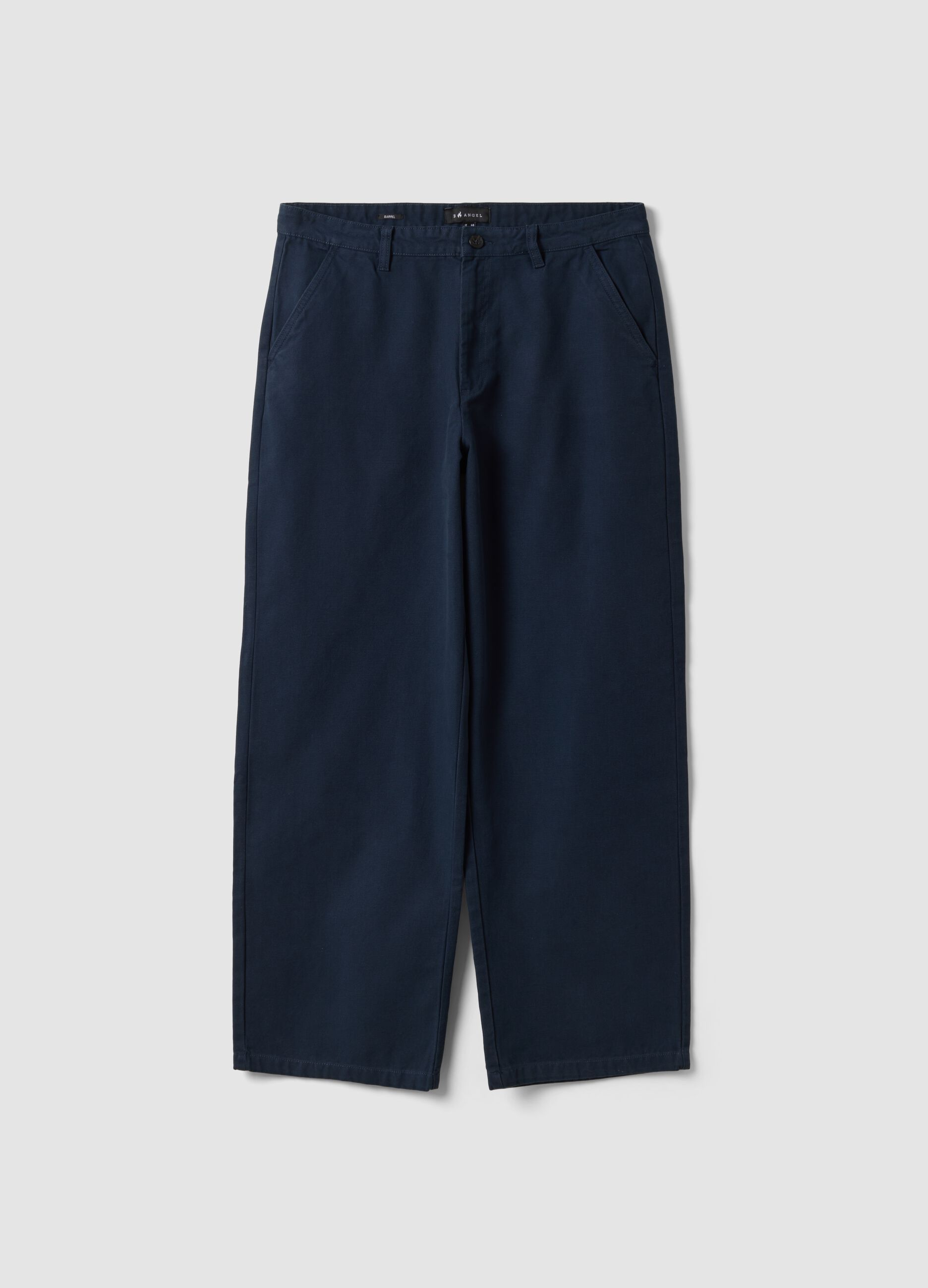 Blue pure cotton barrel-fit chino trousers