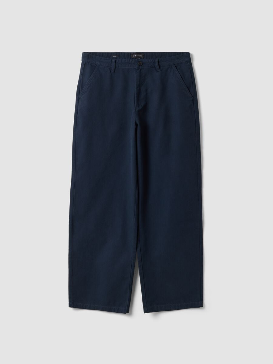 Blue pure cotton barrel-fit chino trousers_0
