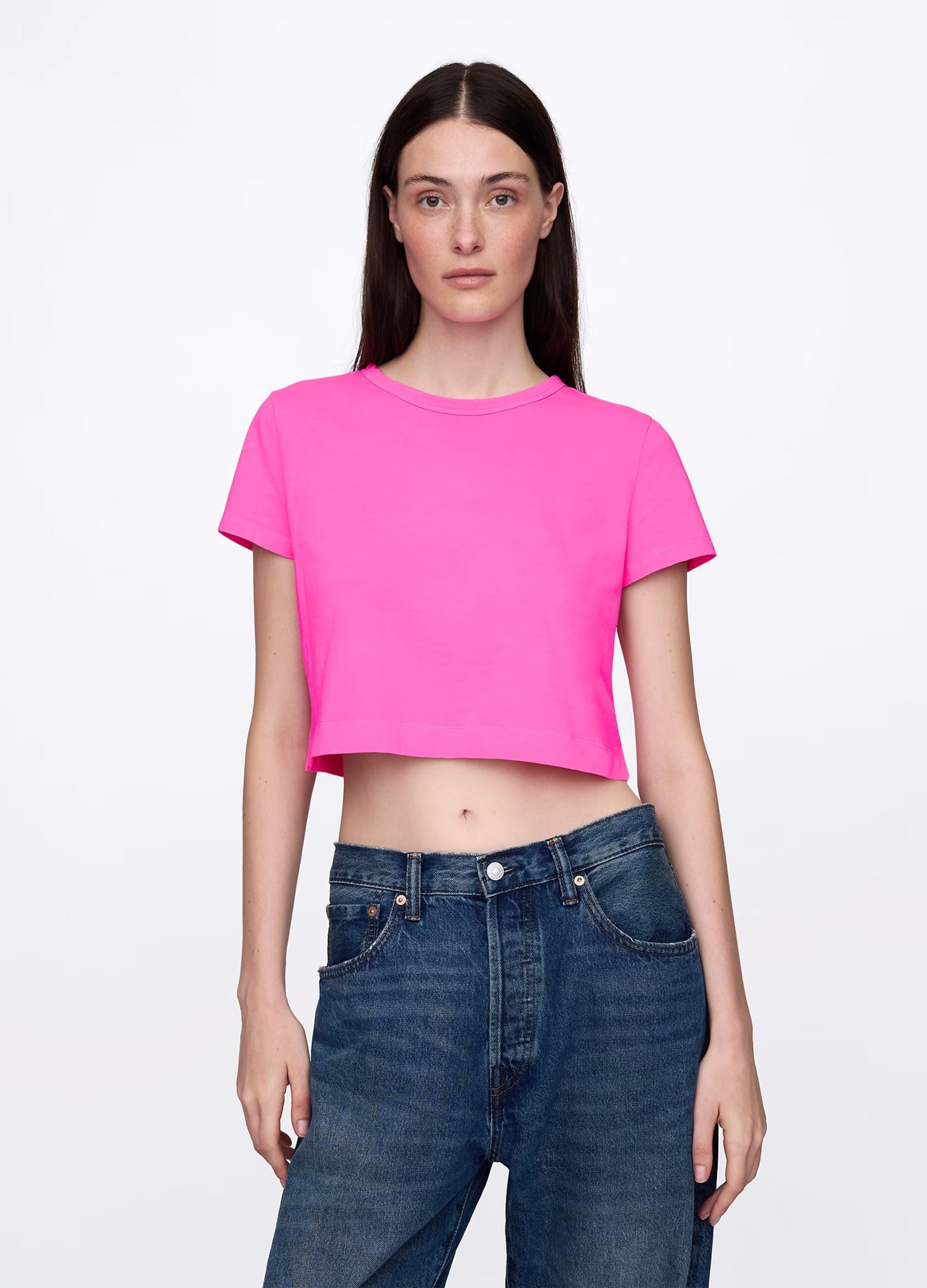 Pink cropped T-shirt in cotton