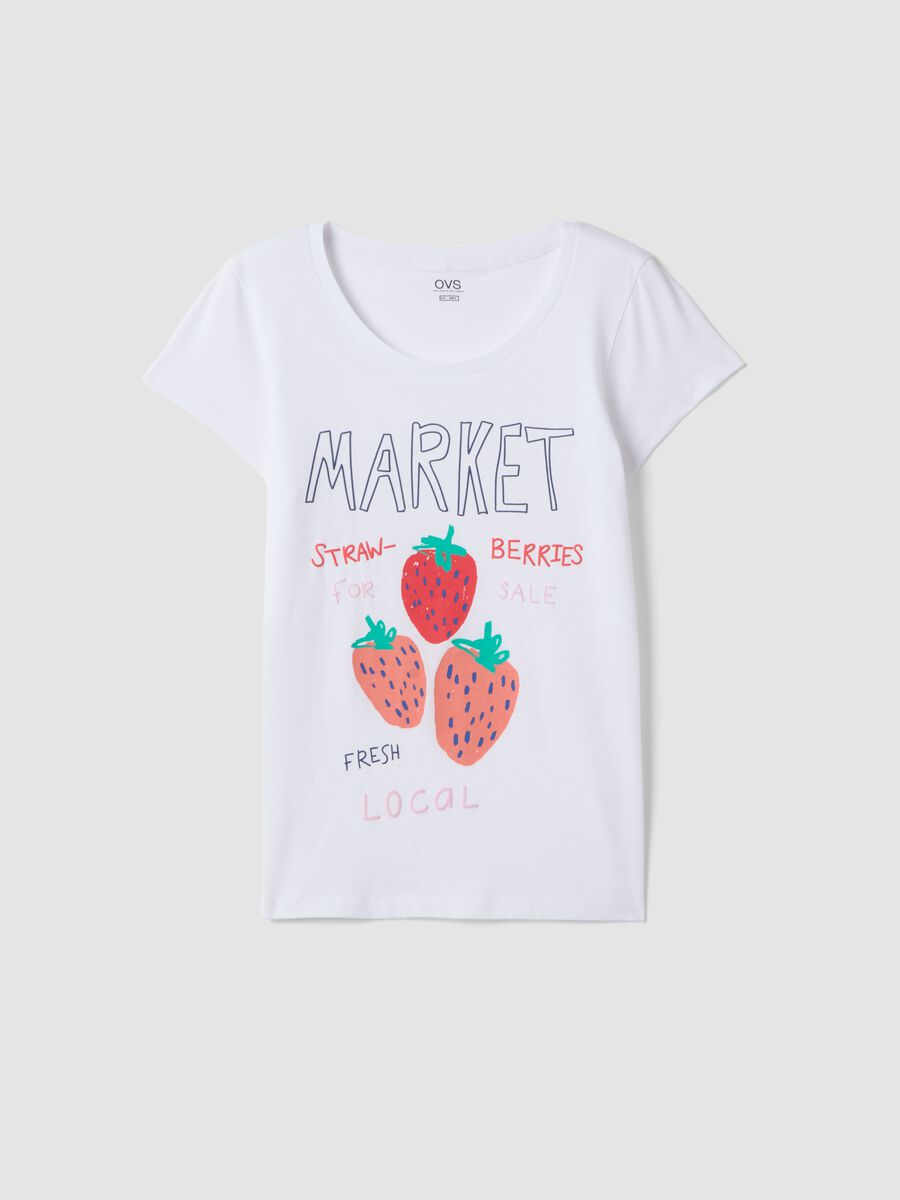 White pure cotton pajama shirt regular fit with strawberries_4