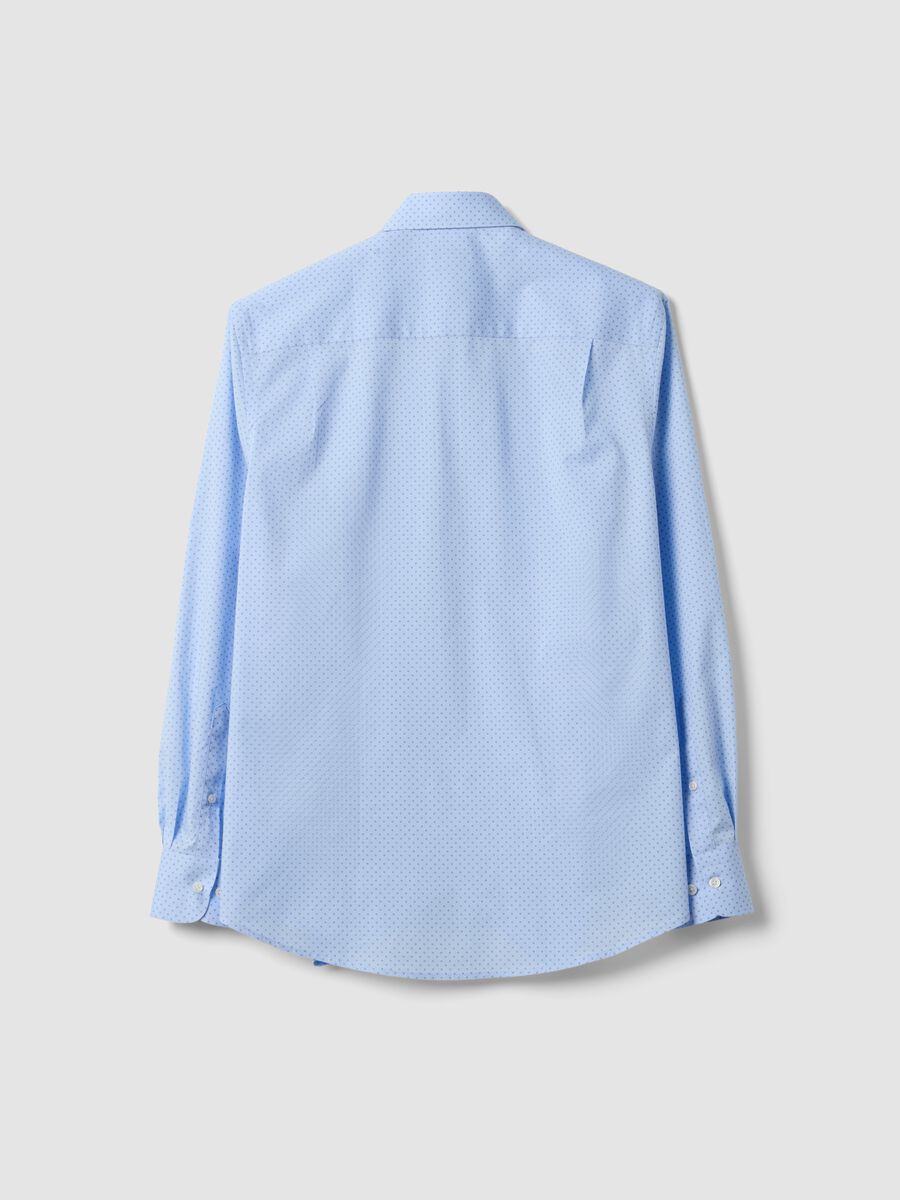 Light blue stretch cotton poplin shirt with spread collar_5
