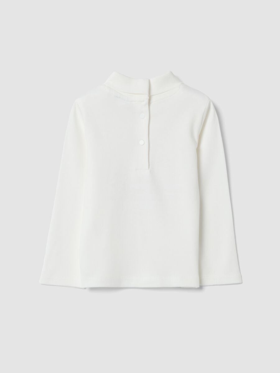 White pure cotton T-shirt with teddy bear print_1