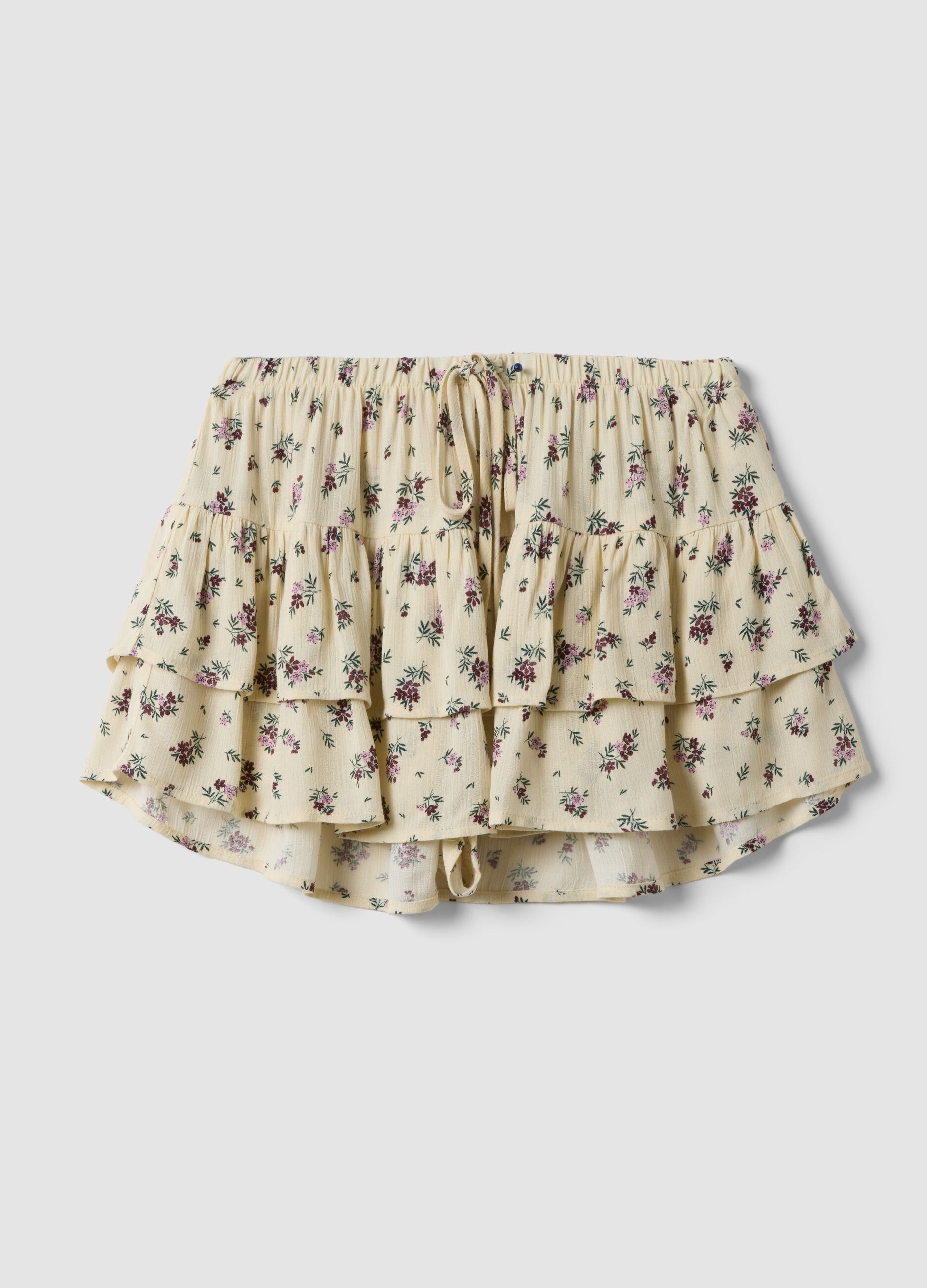 Minissaia branca em viscose pura com folhos