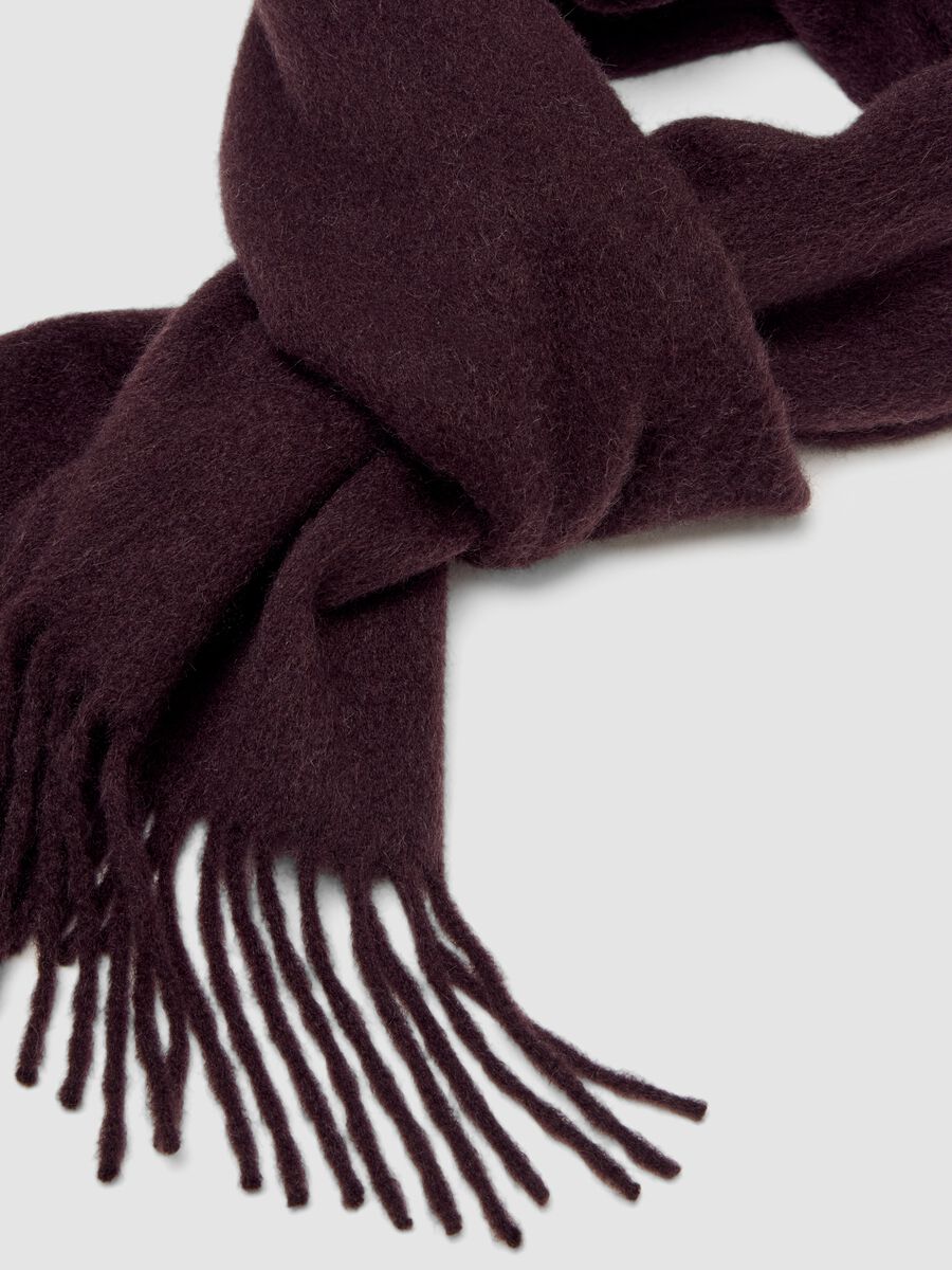 Sciarpa marrone in puro cashmere con frange_1