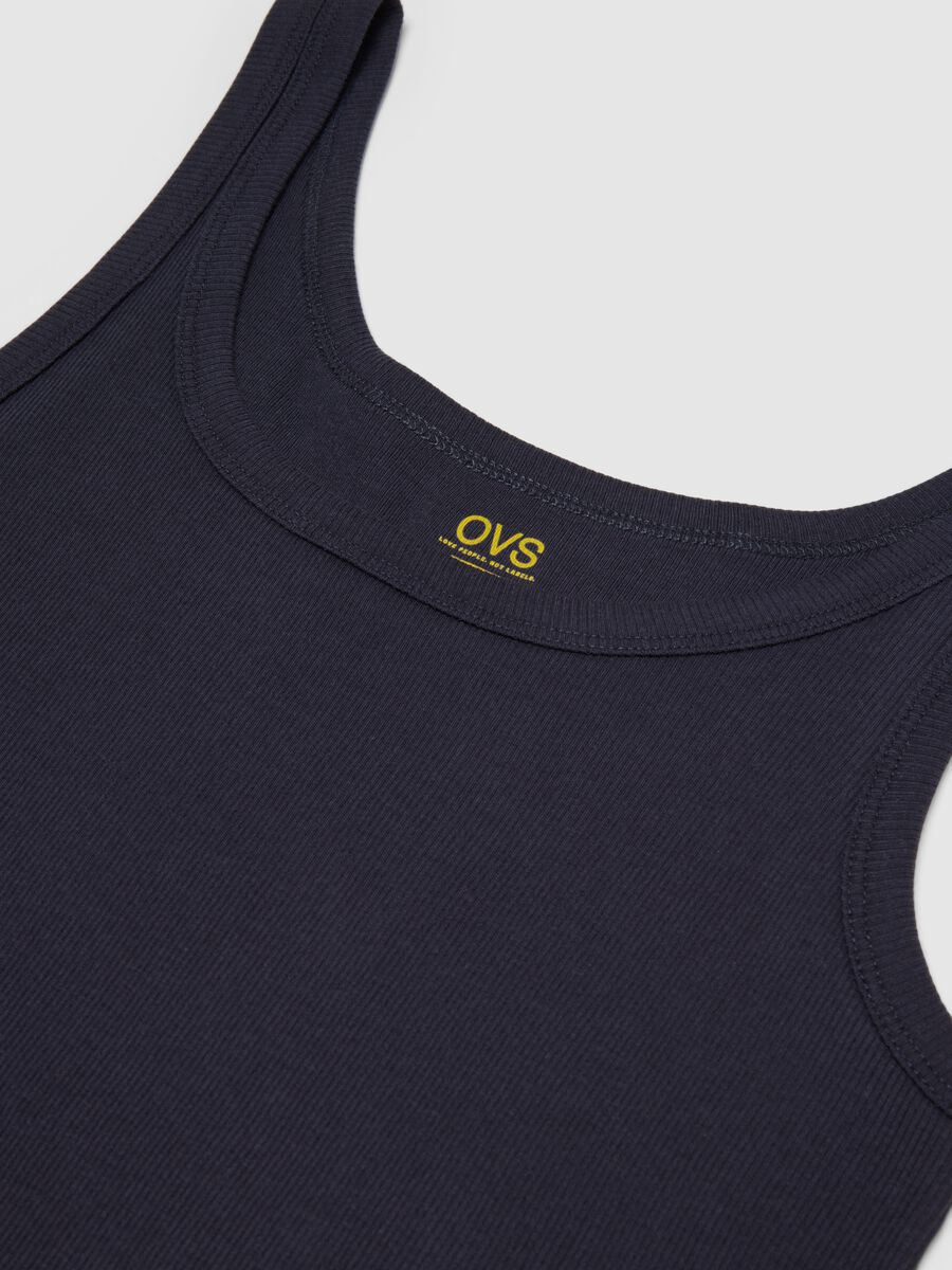 Blue pure cotton tank top regular fit_1