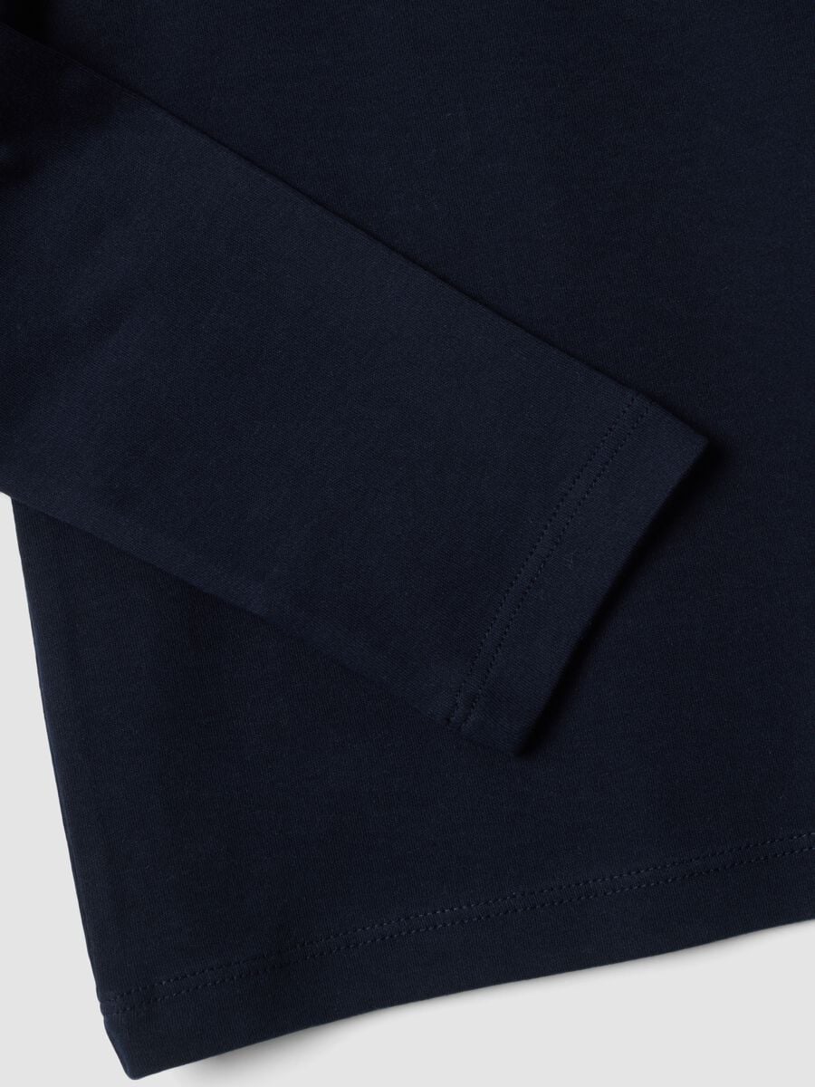 Blaues Rollkragen-T-Shirt aus reiner Bio-Baumwolle_3