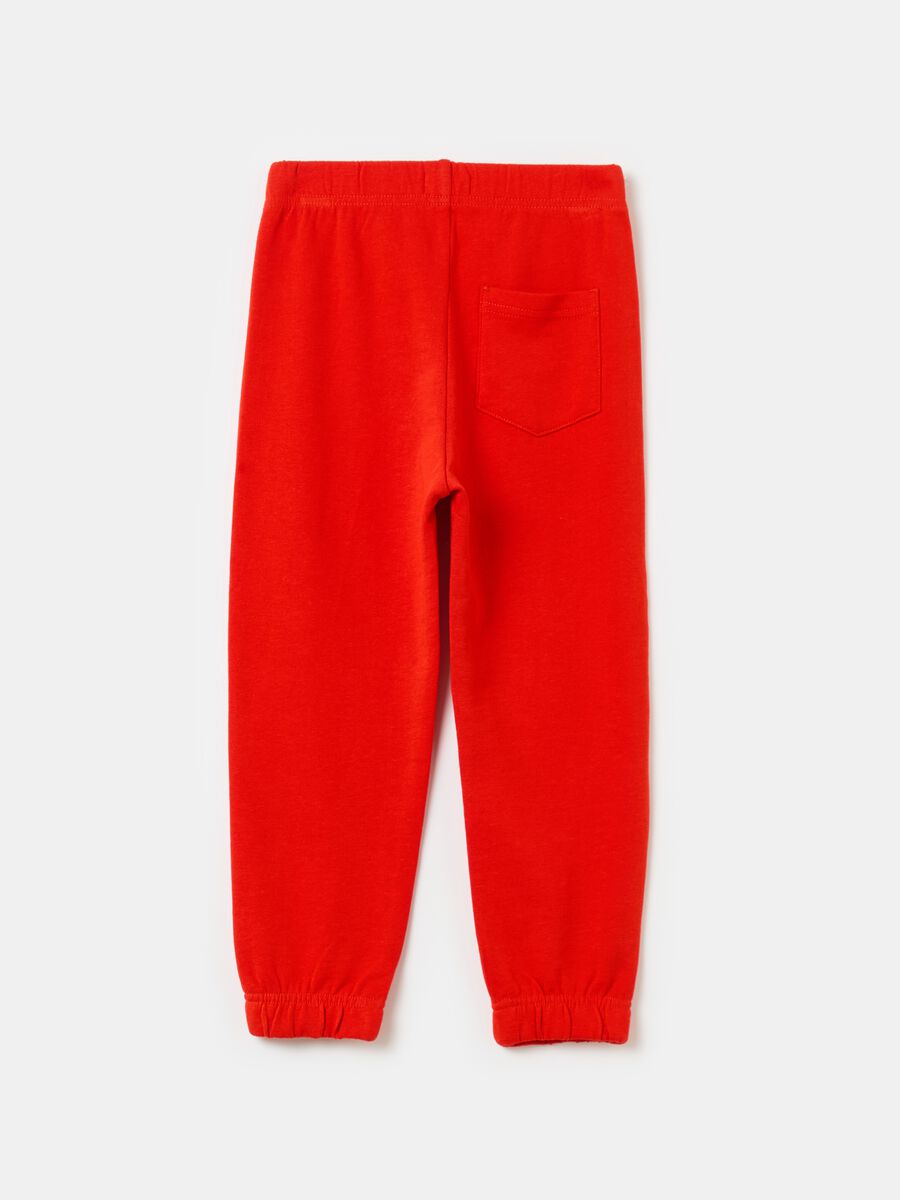 Fleece joggers with elasticated edging and print_1