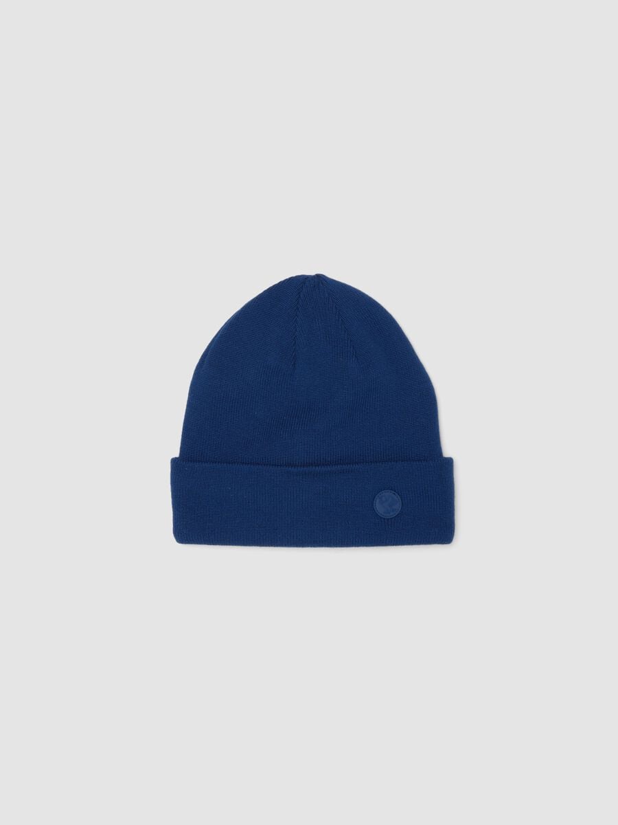 Blaue Beanie aus Baumwollmix in Jersey-Strick_0