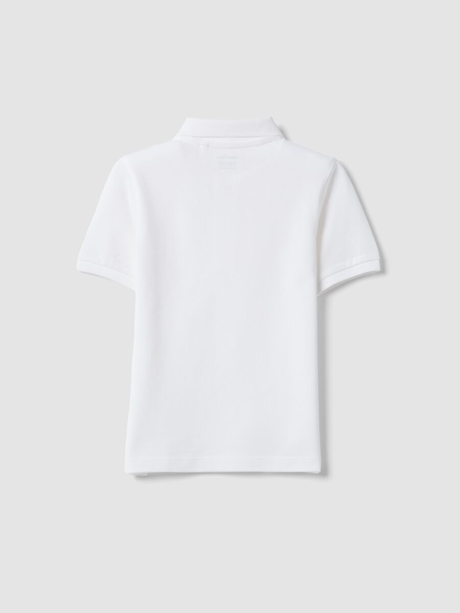 Boys&rsquo; white organic cotton polo shirt, regular fit_1