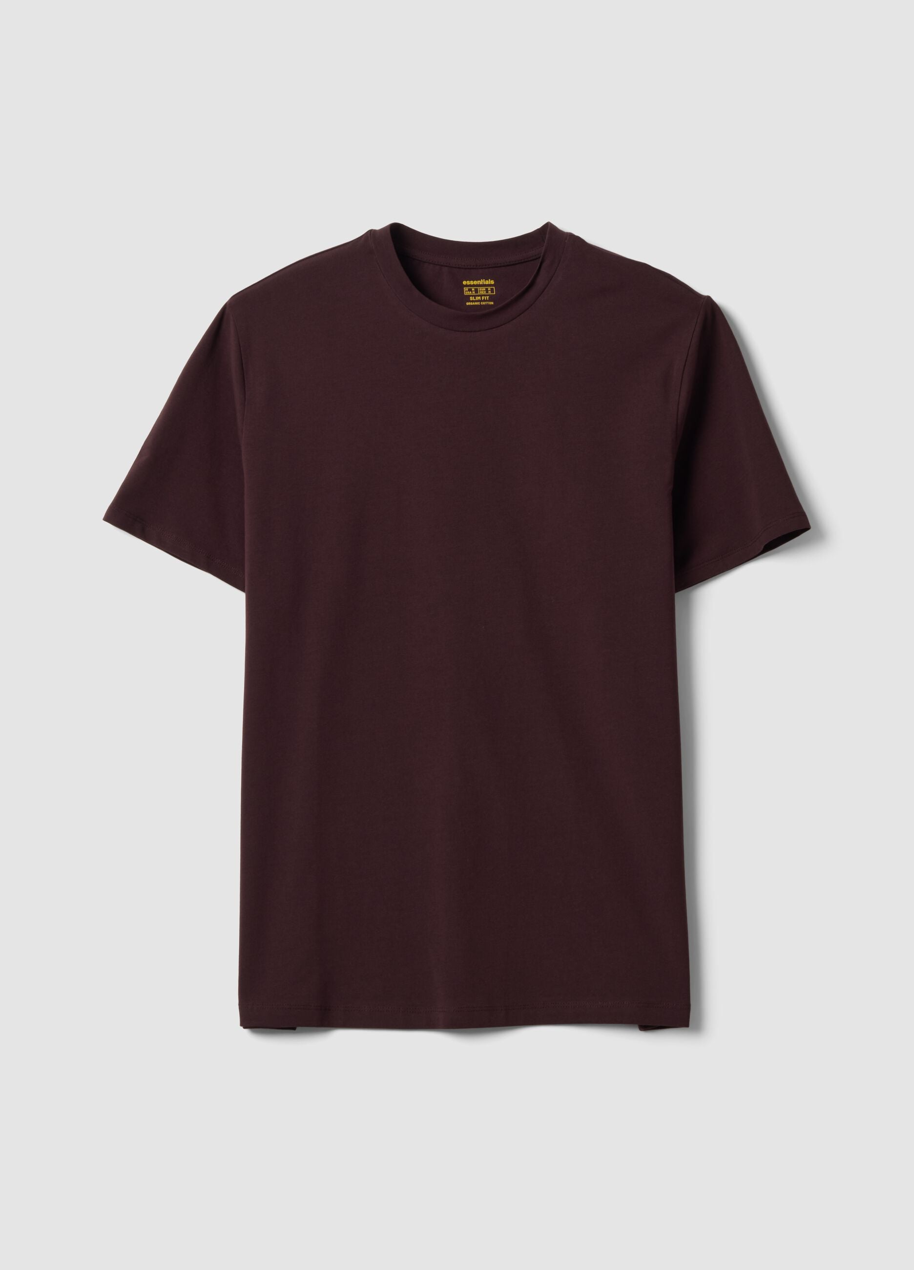 Brown organic cotton slim-fit short-sleeve T-shirt