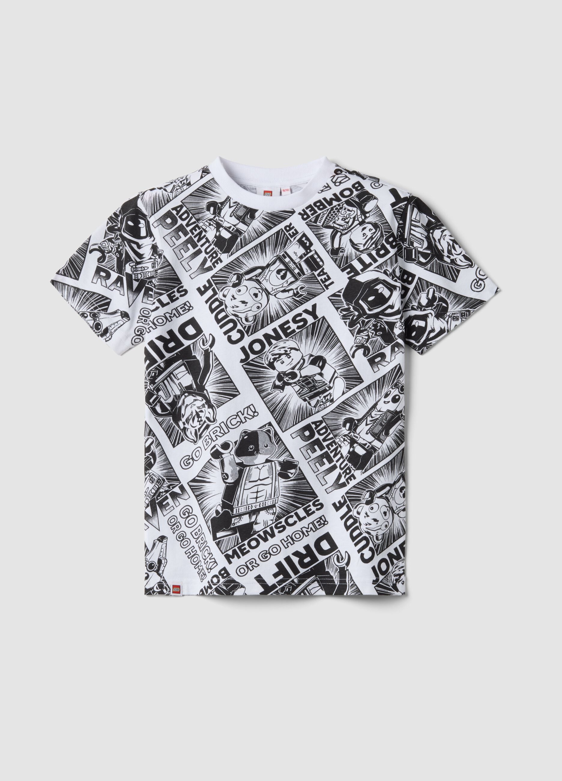 T-shirt multicolorido de crian&ccedil;a em puro algod&atilde;o, corte regular com estampagens