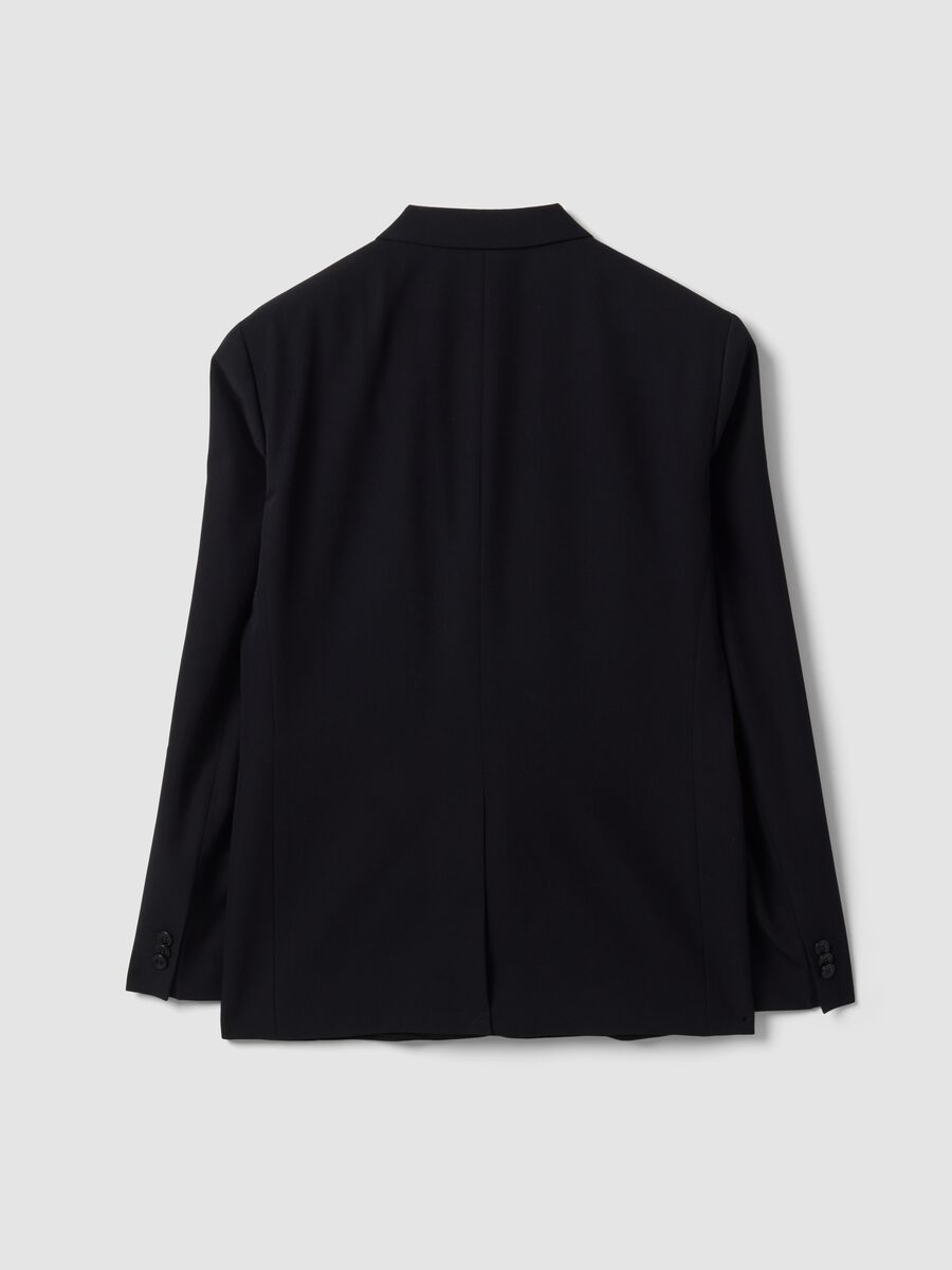Blazer nero slim fit foderato con rever classici_6