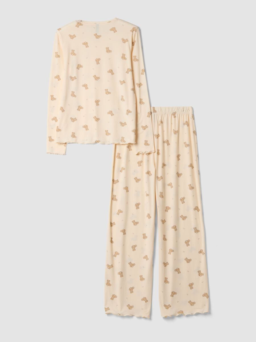 Cream-white stretch fabric crew-neck pyjamas_6