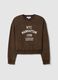 Brown crew-neck sweatshirt in regular fit cotton blend with lettering_4
