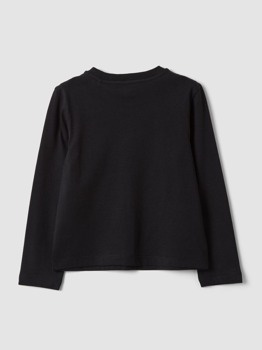Girls&rsquo; black organic cotton T-shirt with heart print_1