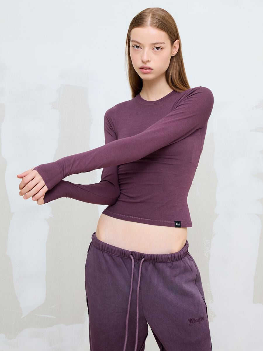 Perfect Washed Burgundy Long-Sleeve Top_0