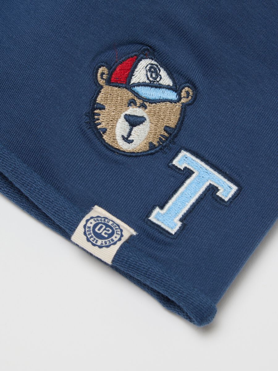 Blue children's cap in stretch cotton regular fit with embroidery_1