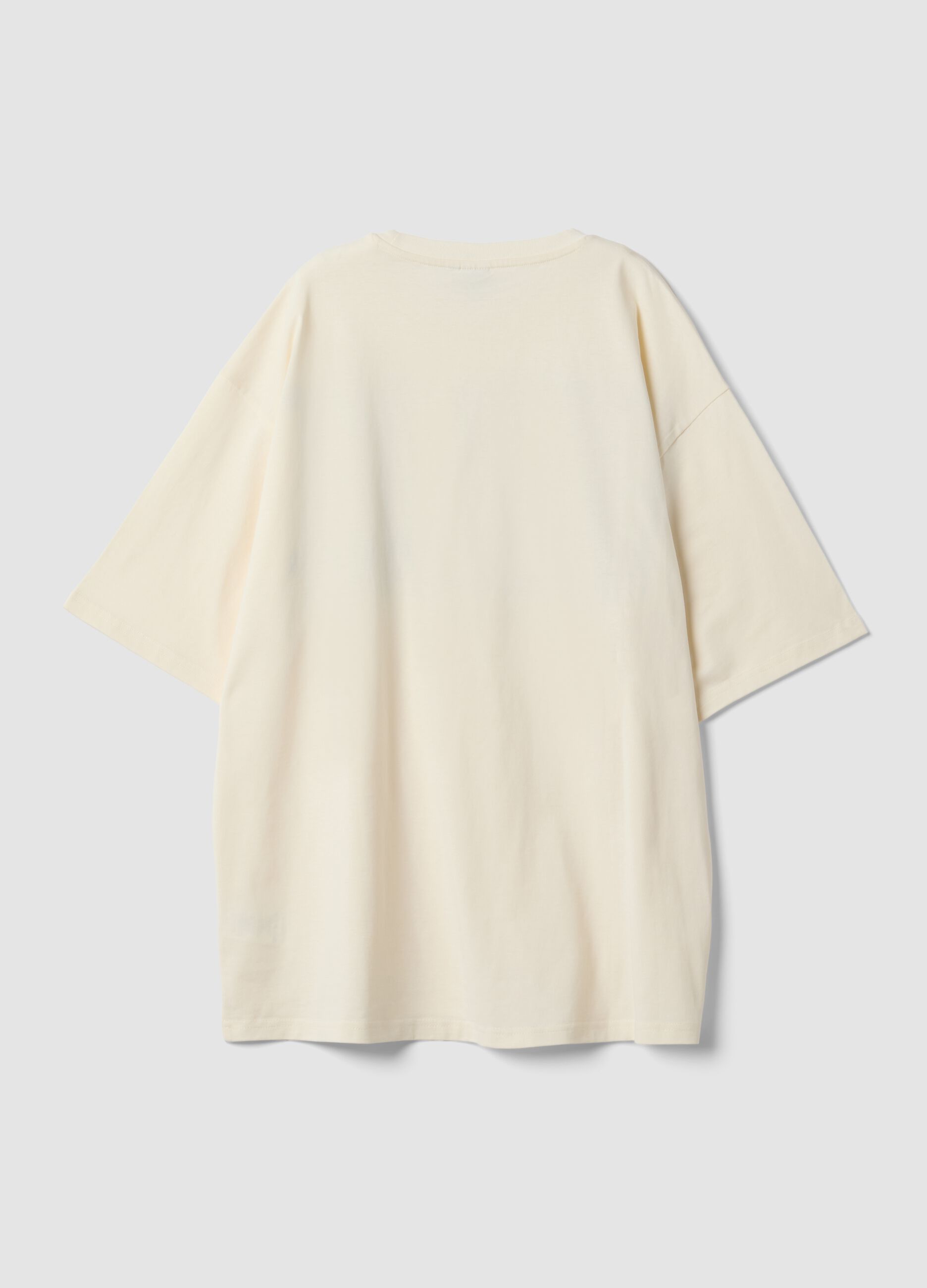 White oversized pure cotton T-shirt with front logo