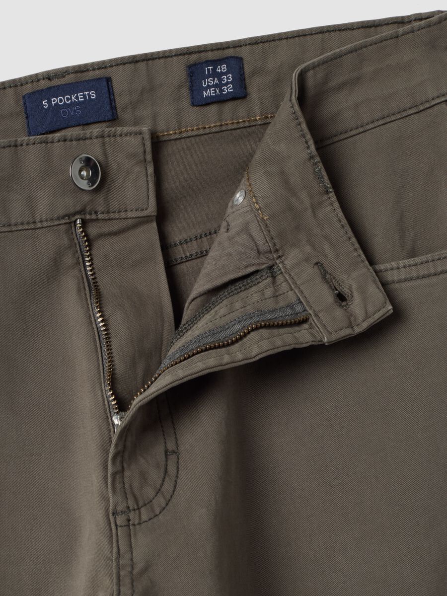 Grey regular-fit stretch cotton twill trousers_5