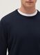 Blue crew neck pullover in cotton blend regular fit_3