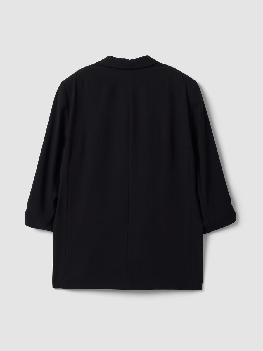 Black regular-fit blazer with lining and classic lapels_2