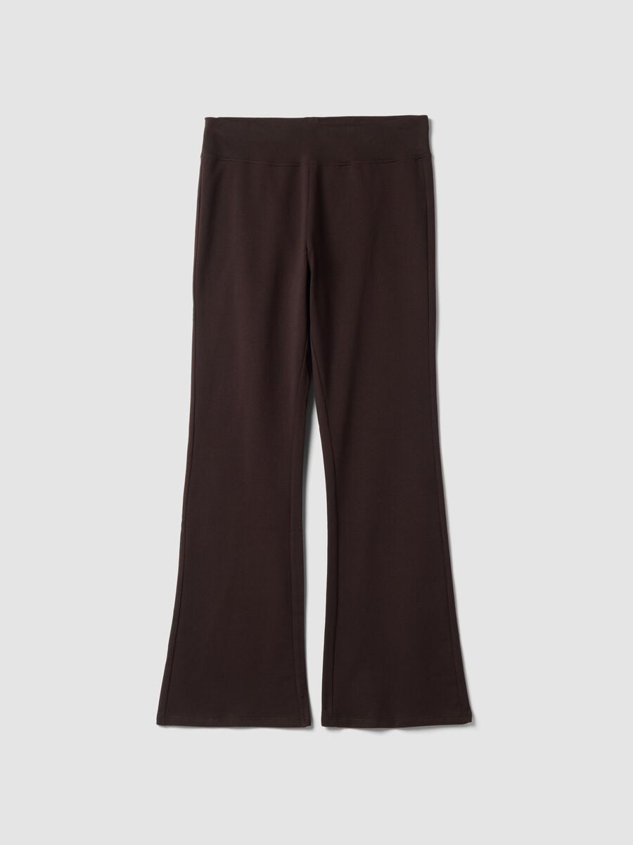 Brown bootcut stretch cotton trousers_0