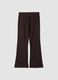 Brown bootcut stretch cotton trousers_0