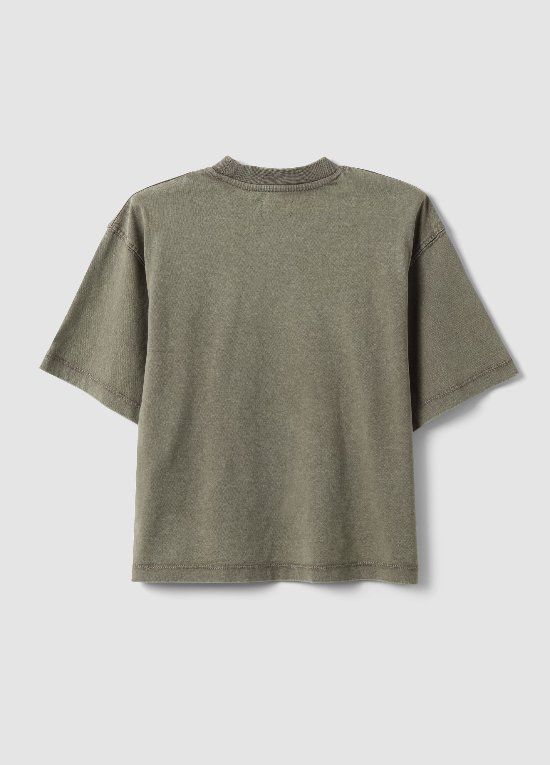 Girls' oversized fit green pure cotton T-shirt