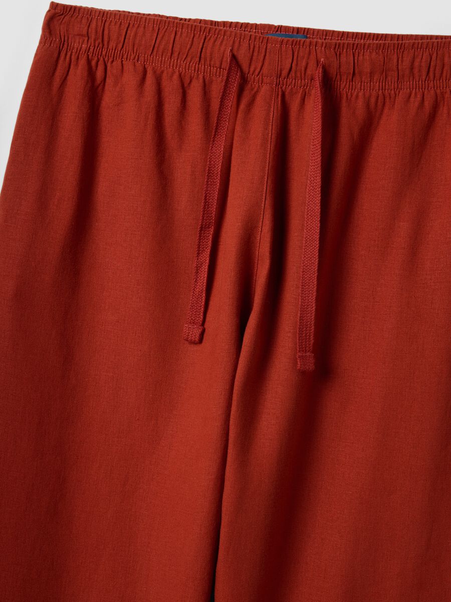 Regular Fit rote Leinen-Mischung Hose_5