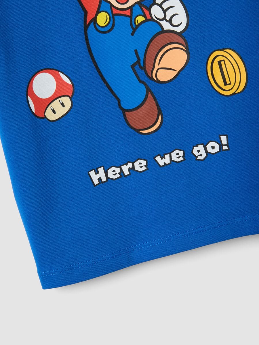 Camiseta azul de manga corta en algod&oacute;n el&aacute;stico_3