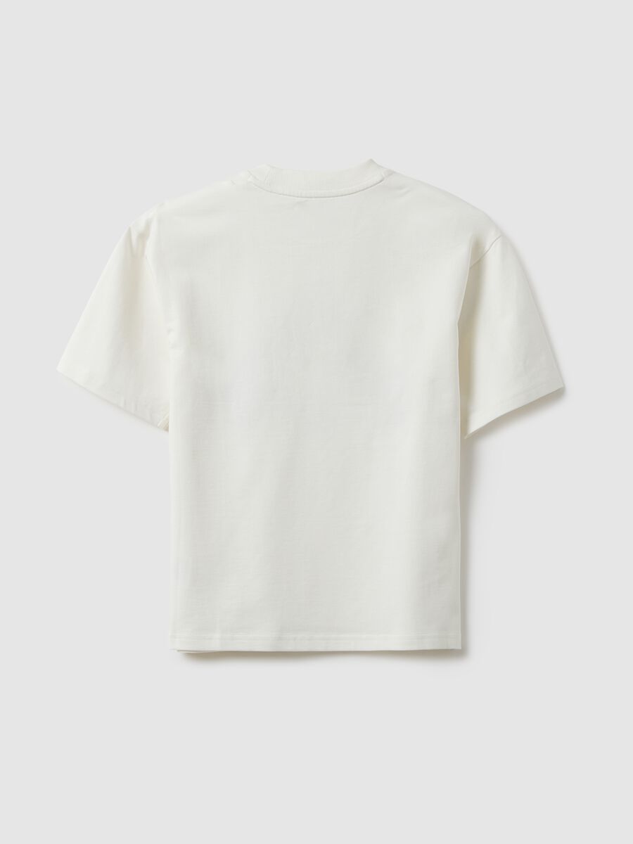 White pure cotton relaxed fit boys' T-shirt with print_4