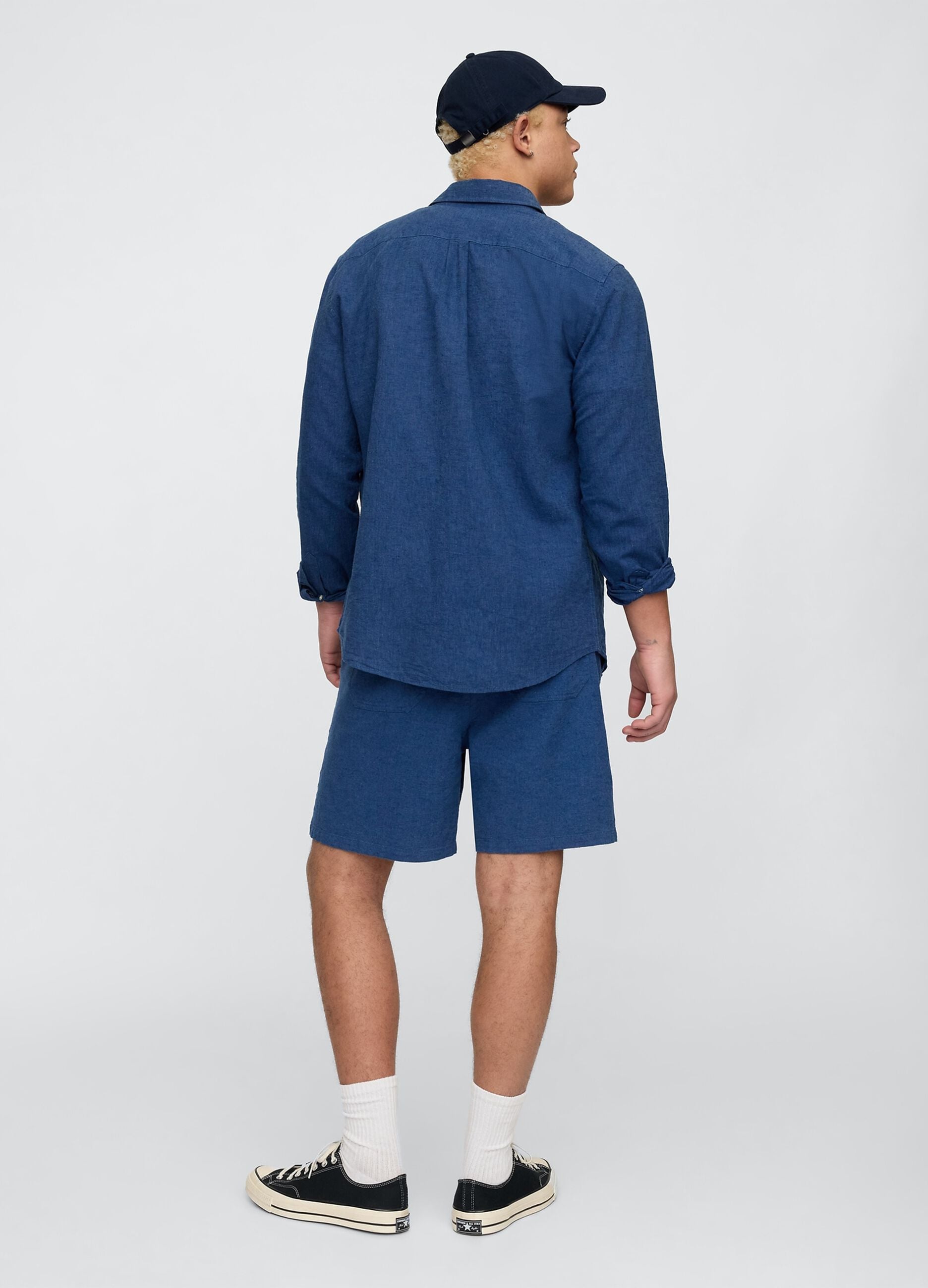 Blue Fabric Blend Shorts