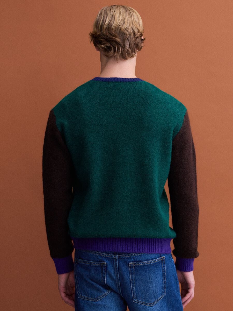 Green crew-neck jumper in stretch wool and alpaca, regular fit_3