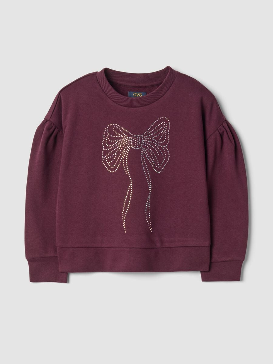 Lila Sweatshirt aus Baumwollmix mit Rundhalsausschnitt und Schleife_0