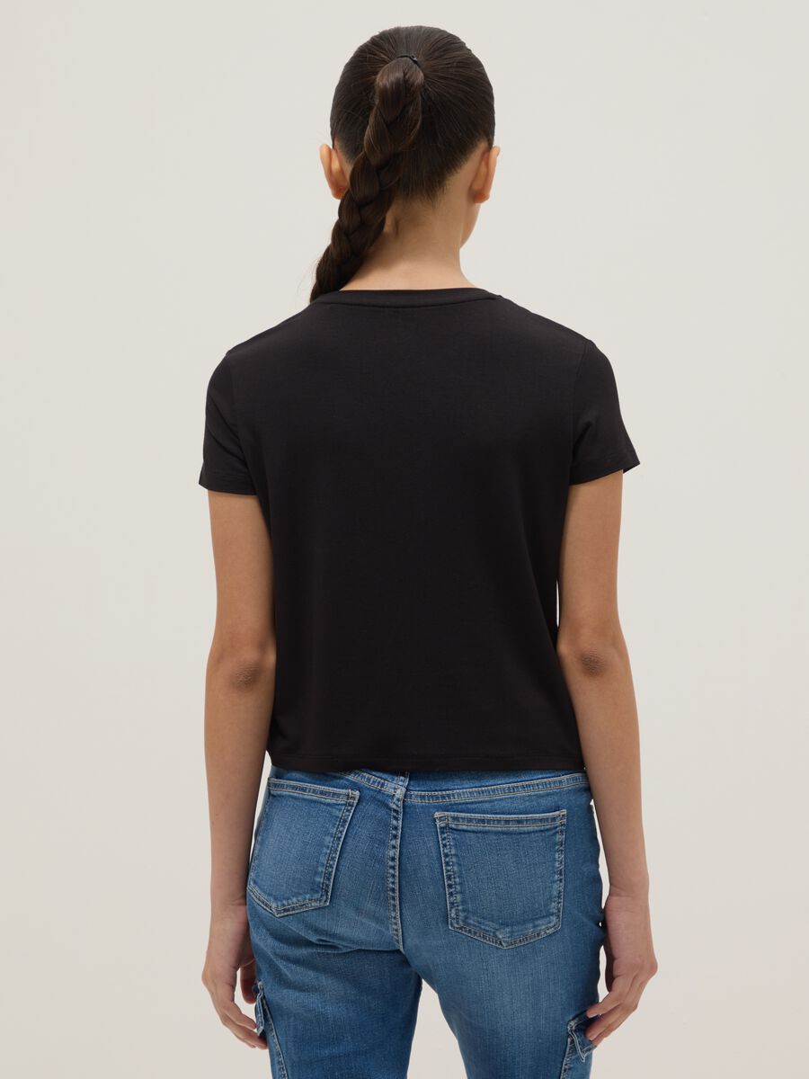 Black Viscose Stretch Short Sleeve T-shirt_1