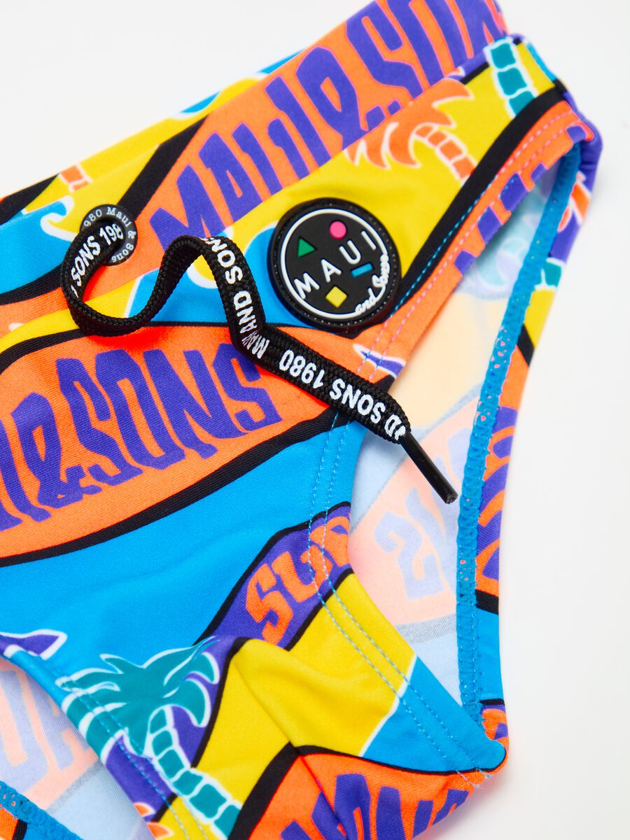 Swim briefs with multicoloured surf print_2